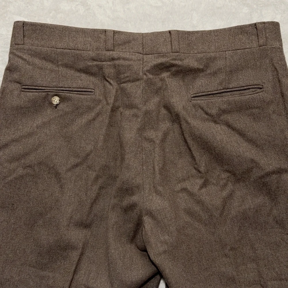 Vintage Pendleton Dress Pants Mens 38x25 Brown Wool Pleated Straight Leg USA 70s